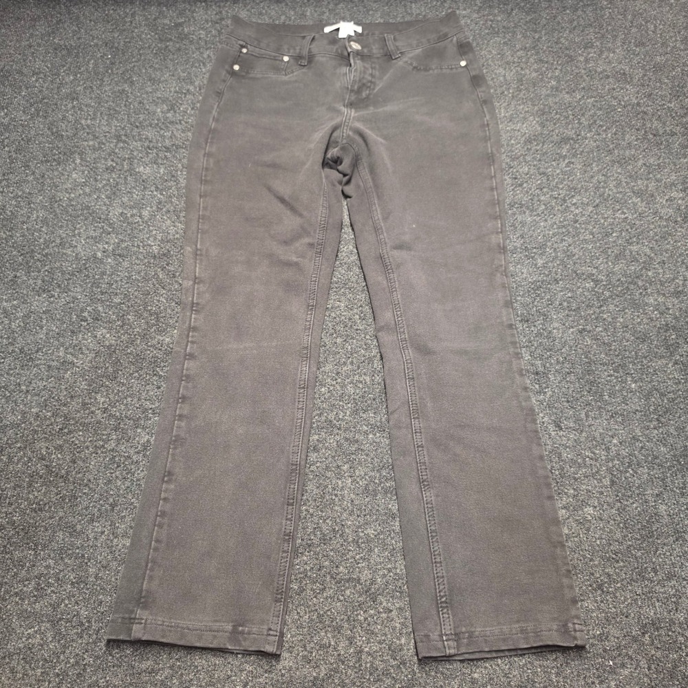 Route 66 Womens Straight Leg‎ Black Denim Pants Size Medium Stretch Casual Wash